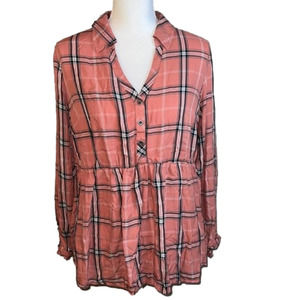 TORRID Plaid Checkered Peplum Top Size 1